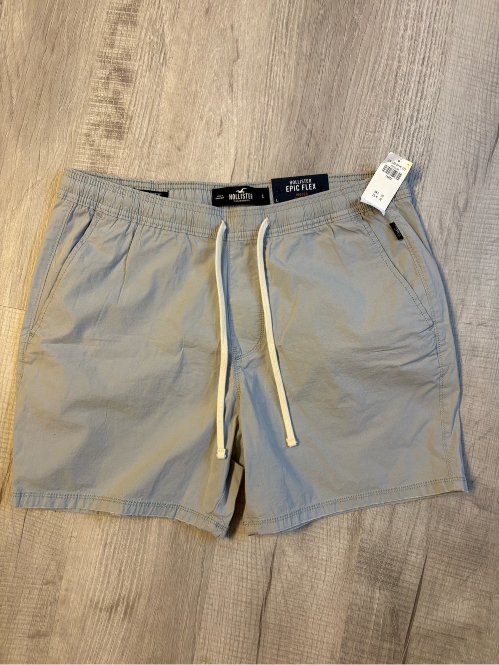 Hollister Light Gray Epic Flex Drawstring Shorts
